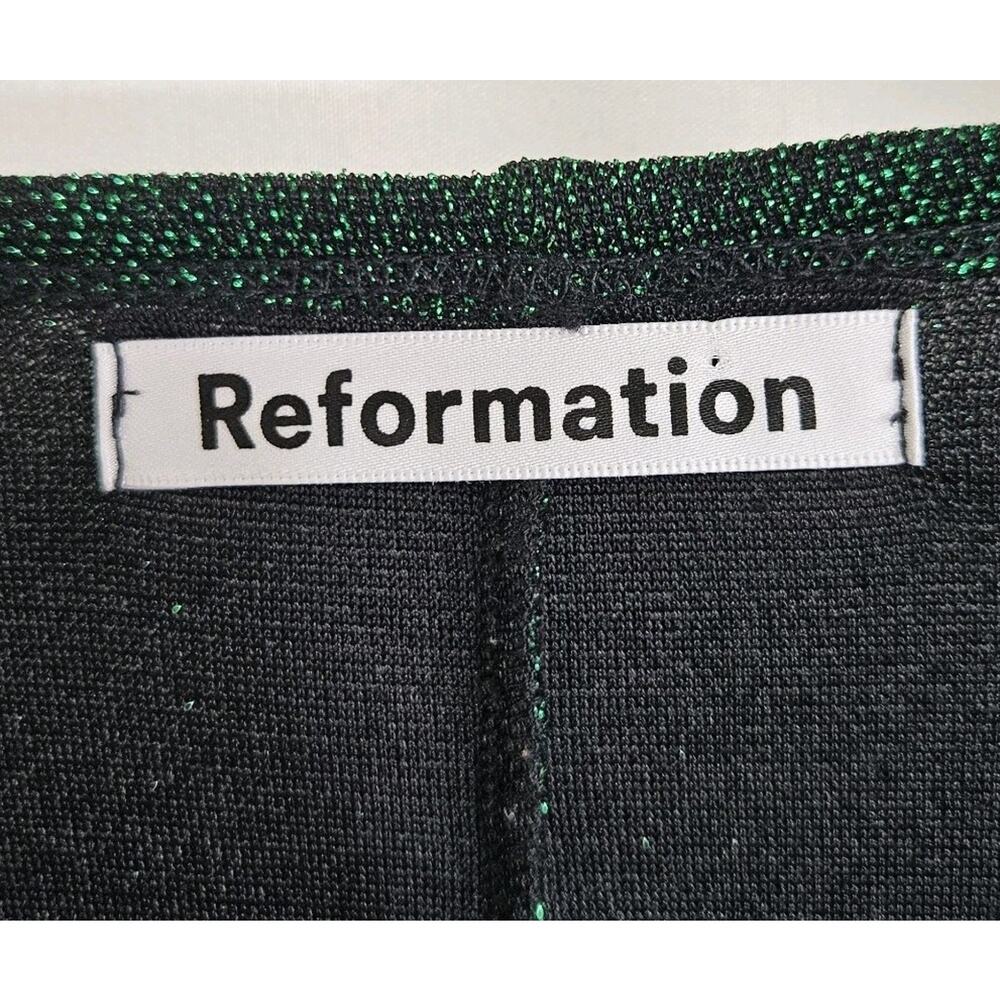 Reformation Amina Green Metallic Fleck Short Sleeve Mini Sheath Dress Medium - Picture 7 of 8